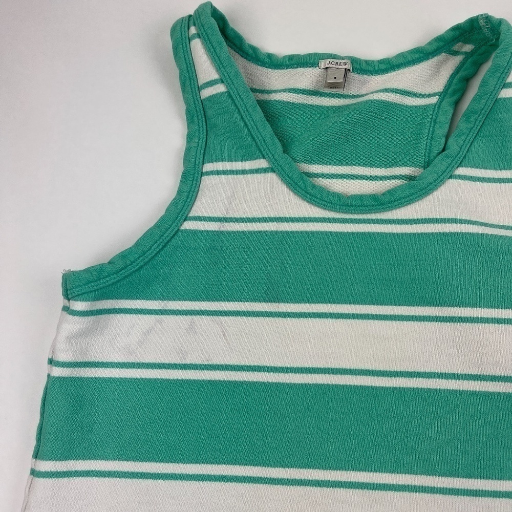 J Crew Dress Womens Small Green White Striped Sleeveless - Picture 3 of 9
